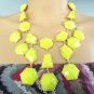 Gold with yellow geometric resin bib statement necklace