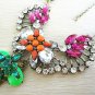Burnished gold with multi stones bib statement necklace