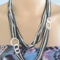 Multi rows long endless chain necklace in two tones