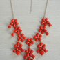 Red flower long statement necklace