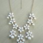 Cream flower long statement necklace