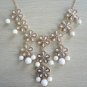 Cream flower long statement necklace