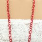 Long red sprayed chain necklace with lobster