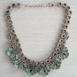 Green and brown stone mixed bib statement necklace