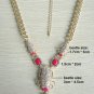 Gold plating metal bib statement beetle short choker necklace with glass stones and fuchsia enamel