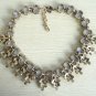 Grey tone prong stone mixed antique gold metal bib statement chunky choker necklace