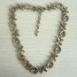 Crystal prong stone mixed antique gold flower bib statement necklace