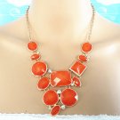 Gold and orange geometric stone mixed chunky choker necklace