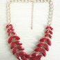 Gold and dark red geometric bib statement short chunky choker necklace