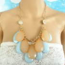 Peach and light blue chunky choker necklace
