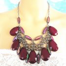 Hematite and berry color chunky choker necklace