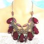 Hematite and berry color chunky choker necklace