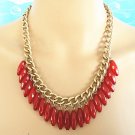 Gold and red chunky choker necklace