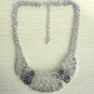 Rhodium metal bib statement short chunky choker necklace