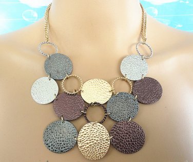 Multi colors geometric chunky choker necklace