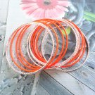 Silver and neon orange wire bangle sets 11pcs