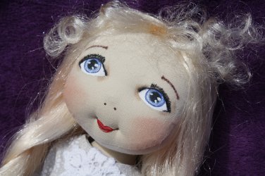 Blonde Bigeye Doll - Curly Bangs - 12 Inch (32 cm) handmade textile doll