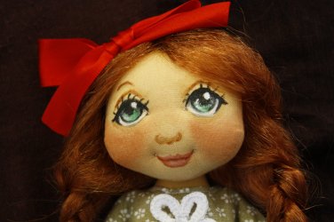 Bigeye Doll with Braids - 12 Inch (32 cm) - handmade textile doll