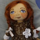 Bigeye Doll with Braids - Brown - 12 Inch (32 cm) - handmade textile doll