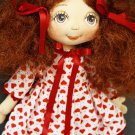 Curly Bigeye Doll Red - 12 Inch (32 cm) - handmade textile doll