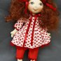 Curly Bigeye Doll Red - 12 Inch (32 cm) - handmade textile doll