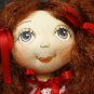 Curly Bigeye Doll Red - 12 Inch (32 cm) - handmade textile doll