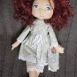 Curly Bigeye Doll with Red Bow - 12 Inch (32 cm) - handmade textile doll