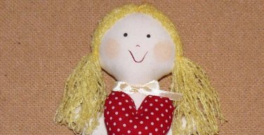 Angel with Big Heart - 8.9 Inch (22.5 cm) - handmade textile original