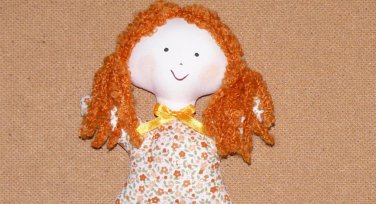 Baba Doll - Long-legged Orange - 11.4 Inch (29 cm) - handmade textile doll