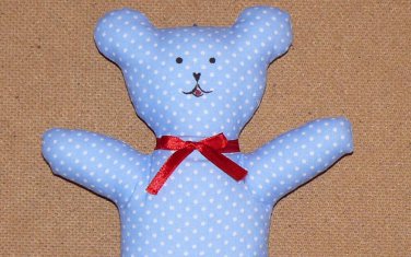 Little Slim Bear Blue - 9.8 Inch (25 cm) - handmade textile toy