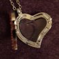 Silver Heart Shaped floating glass locket w/ PINK rhinestones