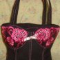 SEXY BLACK PINK RIBBON CORSET LINGERIE BRA PURSE / HANDBAG
