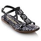 Women's Sandal Snake-Print Strappy Black Size 6 1/2