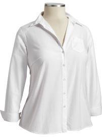 PLUS SIZE BLOUSE OLD NAVY OXFORD BLUE BUTTON FRONT  LONG SLEEVE 3X