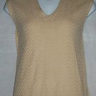 PLUS SIZE BLOUSE/SWEATER CAREER SLEEVELESS V NECK JONES NEW YORK BEIGE 3X
