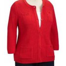 PLUS SIZE CARDIGAN OLD NAVY TEXTURED BUTTON FRONT 3/4 SLEEVE RED 2X
