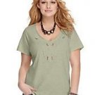 Plus Size Top  by  Eyeshadow Short Sleeve Knit  Appliques and rhinestones 2x