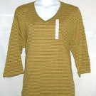 PLUS SIZE TOP CASUAL VENEZIA JEANS  V NECK 3/4 SLEEVE STRIPPED 26/28 MUSTARD