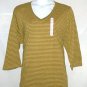 PLUS SIZE TOP CASUAL VENEZIA JEANS  V NECK 3/4 SLEEVE STRIPPED 26/28 MUSTARD