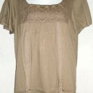 PLUS SIZE BLOUSE CASUAL STYLE & CO.SQUARE NECK LACE APPLIQUE SHORT SLEEVE 1X