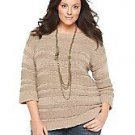 PLUS SIZE SWEATER JONES NEW YORK 3/4 SLEEVE RIBBED SLIP ON 100% COTTON 2X