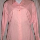 PLUS SIZE BLOUSE CAREER  LONG SLEEVE BUTTON FRONT STRIPPED PINK COTTON 3X