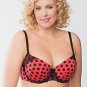 Bra Cacique by Lane Bryant Demi Lace Trim Smooth Boost Red with Black dots 44DDD