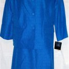 PLUS SIZE SUIT (JACKET & SKIRT) LE SUIT KNEE LENGTH 3/4 SLEEVE JACKET 24W BLUE