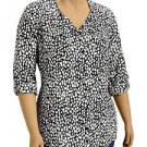Plus Size Blouse Casual/ Career  Old Navy Button Front Roll-Sleeve Crepe 2X