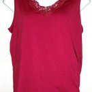 PLUS SIZE BLOUSE CAREER SLEEVELESS V NECK JESSICA LONDON RED 2X