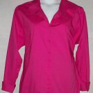 PLUS SIZE BLOUSE CAREER CHADWICK LONG SLEEVE BUTTON FRONT HOT PINK 26W