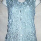 PLUS SIZE BLOUSE CASUAL I.NC.  SLEEVELESS BUTTON FRONT BLUE 2X
