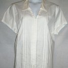 PLUS SIZE BLOUSE CASUAL LANE BRYANT V NECK SHORT SLEEVE WHITE 26/28