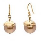 Women's Earrings Bronze Glass Pearl Drop by Monet